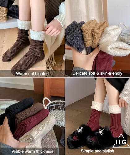 Image of IIG Winter Warm Wool Socks for Women Original Design Trendy Boot Socks Ideal Gift