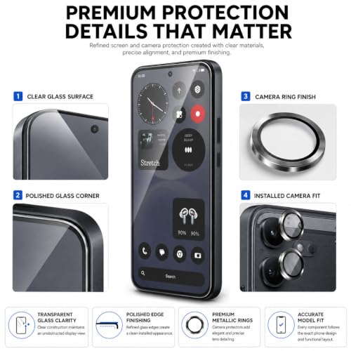 Image of FIRST MART Tempered Glass for Nothing Phone 4b 5G with Black Camera Ring Guard & Installation Kit | HD Clear Edge-to-Edge Screen Protector, Scratch Resistant, Case-Friendly | Pack of 1