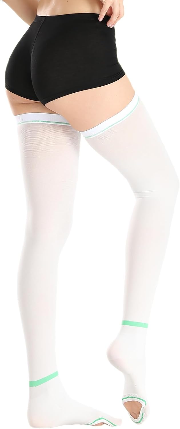 T.E.D.Anti Embolism Compression Stockings,15-20 mmHg Thigh High Knee High Ted Hose Medical Grade Support Socks with Inspect Toe Hole