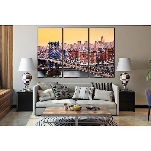 Lienzo impreso de 3 paneles del puente de Brooklyn New York en formato de 115 x 75 cm