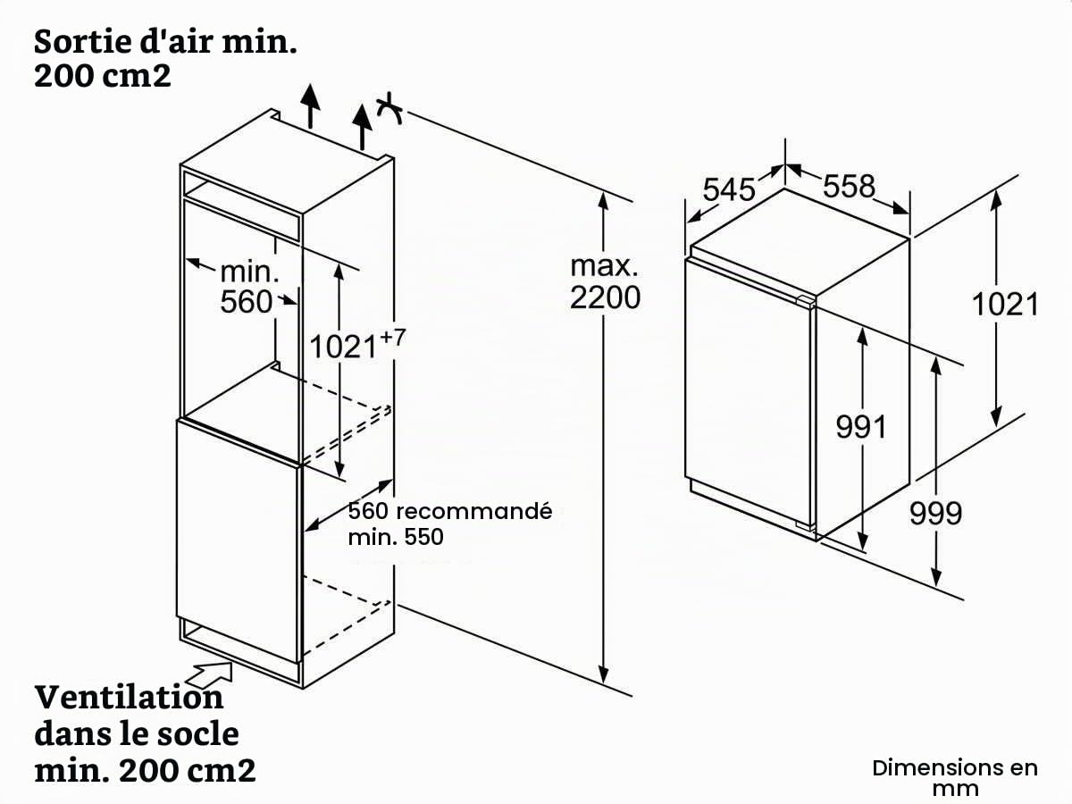 Siemens gi31nac30 IQ500/congélateur/No Frost à encastrer/A + +/102,1 cm/168 kWh/an/97 partie Congélateur