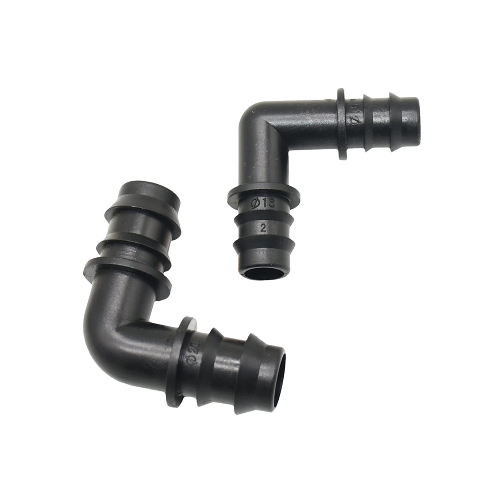 Adaptador de conector de manguera 100 piezas de 16 mm 20 mm de manguera de jardín Conector de codo de codo 1/2 3/4 pulgada EDUCACIÓN FÍSICA Conector de la tubería de agua de la manguera de 90 grados