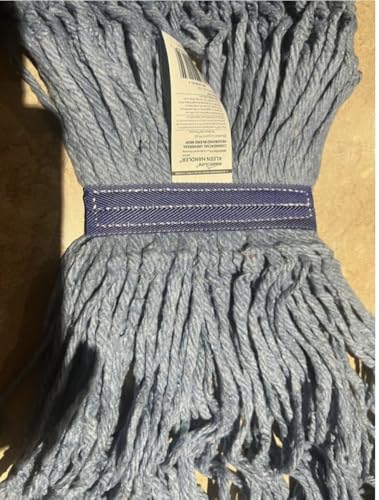 Image of (2-Pack) Heavy Duty Commercial Blue, Mop Head Replacement, Wet Industrial Cotton Looped End String Cleaning Flat Mop Head Refill