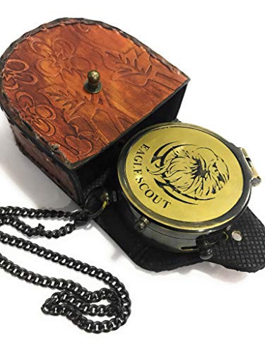 Brújula de bolsillo vintage de latón grabada Eagle Compass miniatura 6