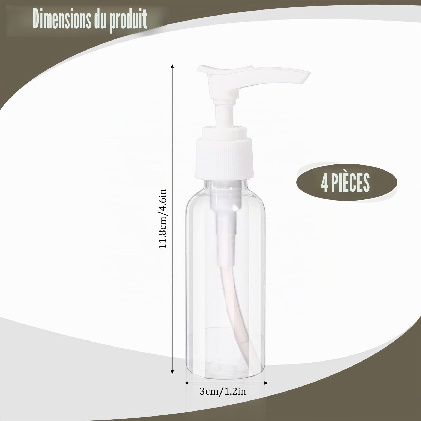 Lot de 4 bouteilles à pompe transparentes de 50 ml - En plastique - Pour lotion, shampoing, savon liquide