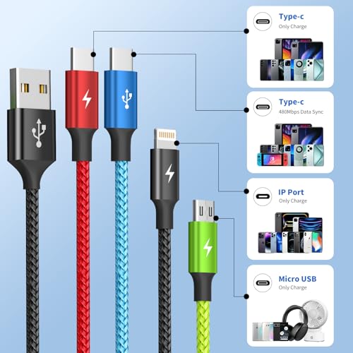 Cable de carga múltiple versátil 4 en 1 con conectores Micro USB y tipo C dobles 2