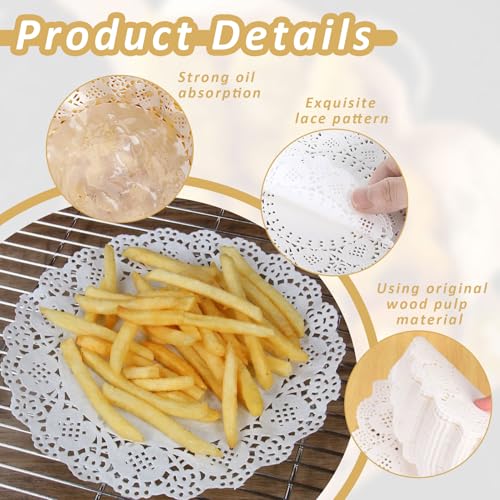 WQNNQW Tortenspitze,150 Stück Tortenunterlage Rund,Tortenspitzen Rund,Tortenpapier,Papierdeckchen Tassenuntersetzer Papier für Kuchen Desserts Snacks (4.5inch 6.5inch 8.5inch)