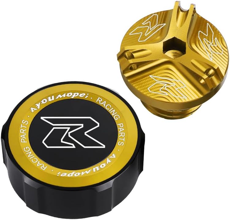 For SUZUKIs GSXR 600 750 1000 GSX R 600 750 1000 GSX-R750 Motorcycle Front Brake Fluid Reservoir Cap Cover Sock Oil Filler Cap (2pcs-Gold)