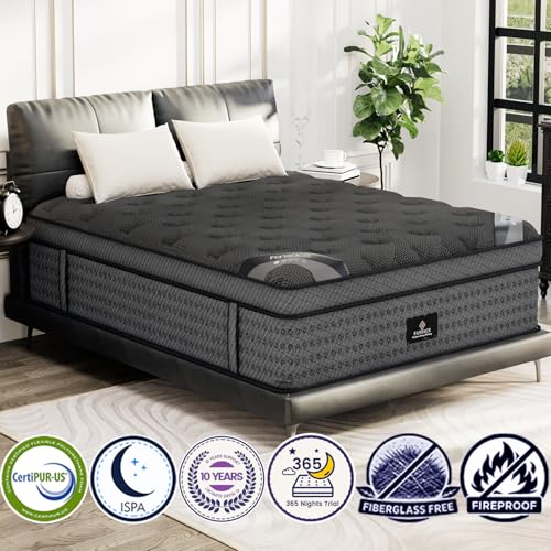 Image of FANSACE Firm King Size Mattress (High-End Upgraded) Hotel-Level Luxury 16 Inch Hybrid King Mattress in A Box, Cooling-Gel Memory Foam & Pocket Springs, Back Pain, Extra Edge Support, 365-Night Trial