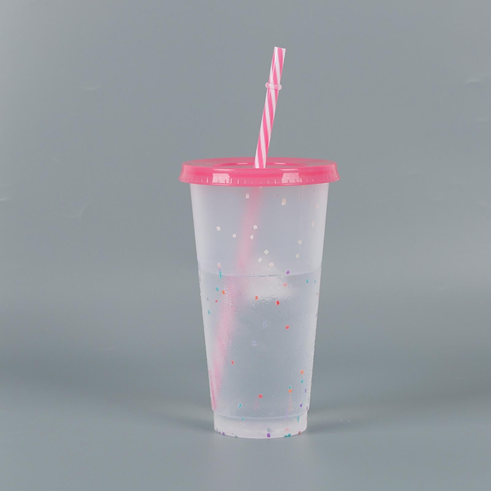 Set di 10 bicchieri che cambiano colore con cannuccia e coperchio per acqua ghiacciata Drinkware Estate