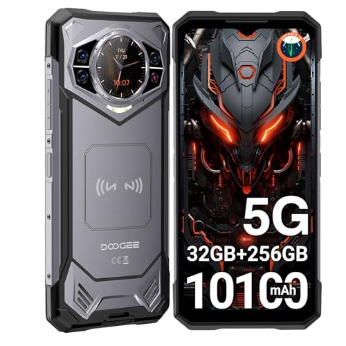 DOOGEE S200 Telephone Portable Incassable 5G Android 14, 32Go RAM + 256 Go ROM/2 to Smartphone Incassable Avec Écran Arrière de 1,32', 10100 mAh (33W), 6,72' FHD+120Hz, 100 MP + 20 MP, Dual SIM/NFC.