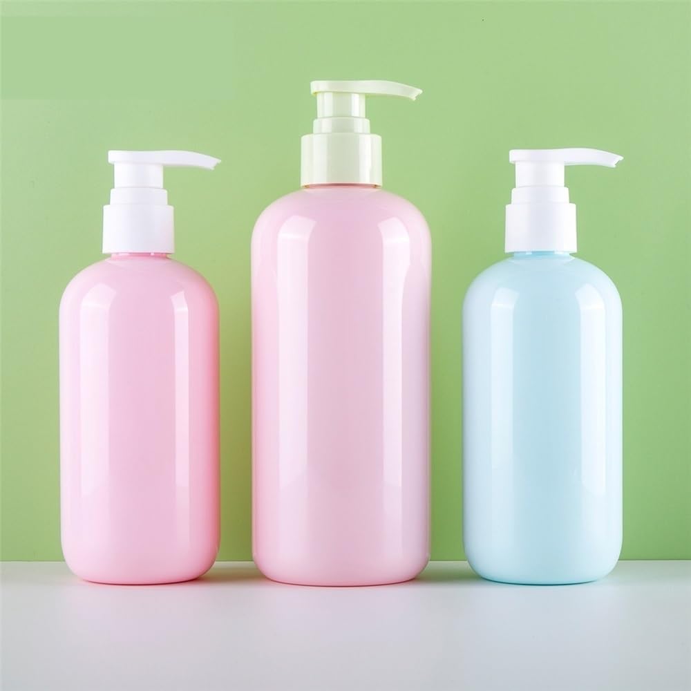 Distributeur de Douche, Distributeur de Savon, Flacon de Lotion Rond, Pompe en Plastique, 300 ml/500 ML, pour la Maison, l'hôtel ou la Salle de Bain (Taille Moyenne).
