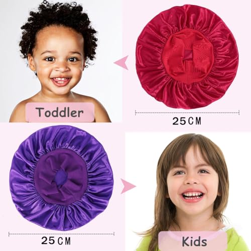 GreatRise Lot de 2 bonnets de nuit en satin pour enfants - Élastiques - Pour dormir - Pour garçons et filles - Respirants - En soie - Pour toutes les coiffures, Papillon - Jaune, taille unique – vue 3