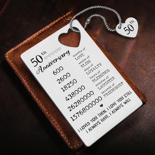 TRCENDE 50th 50 Year Wedding Anniversary Wallet Card Gifts Decorations for Men Women Him Husband Her Wife Couples, Sentimental Long Distance Presents XCD484