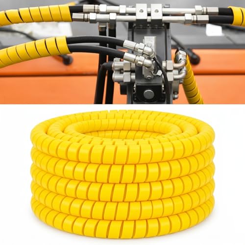 Pangda 25Ft Hydraulic Hose Protector 1 Inch Spiral Hose Wrap Cover Yellow