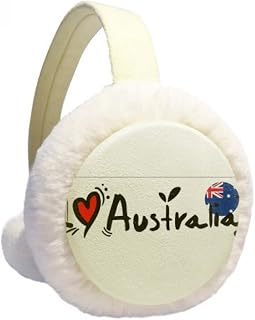 I Love Australia Palavra Bandeira Love Heart Ilustration Winter Ear Warmer Cable Knit Furry Fleece Earmuff Outdoor