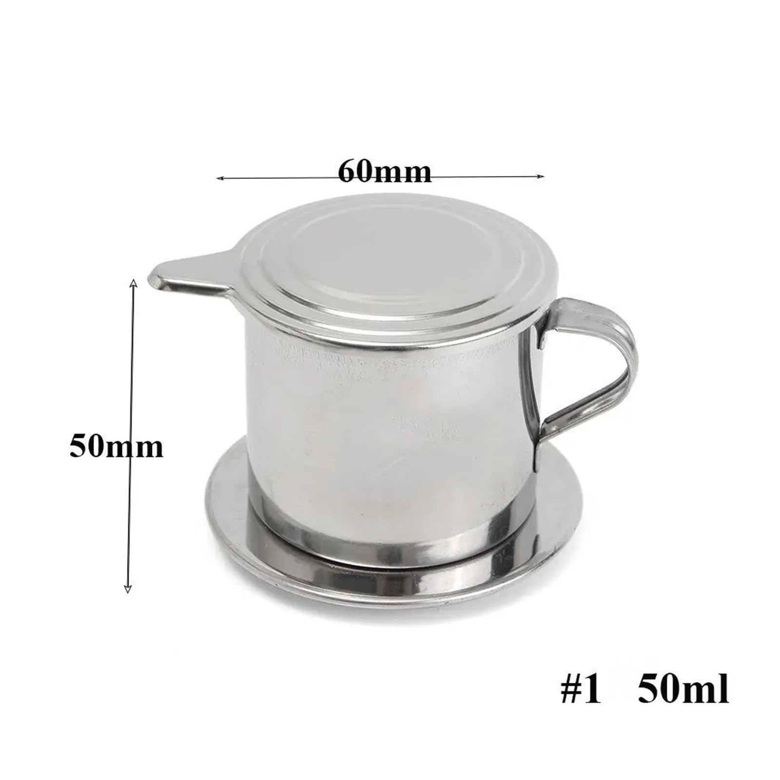 Edelstahl-Kaffeefilter, GUYTRM Kaffeefilter aus Edelstahl, vietnamesischer Kaffee, Phin, 50 ml, 100 ml, Silber, mehrere Größen(50ml)