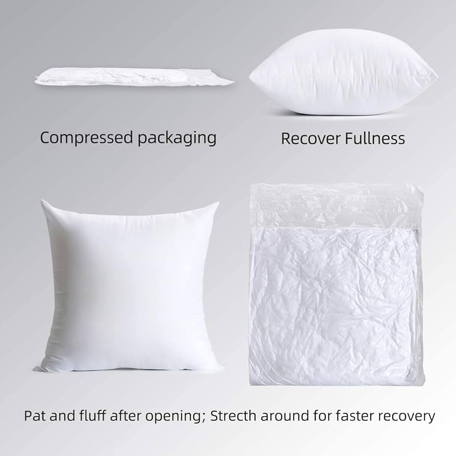 Image of STITCHNEST Premium Fiber Filled Cushion Inserts Set of 5 (12x12 Inches) | Soft Square Pillow Fillers for Sofa, Car, Bed & Home Decor | White
