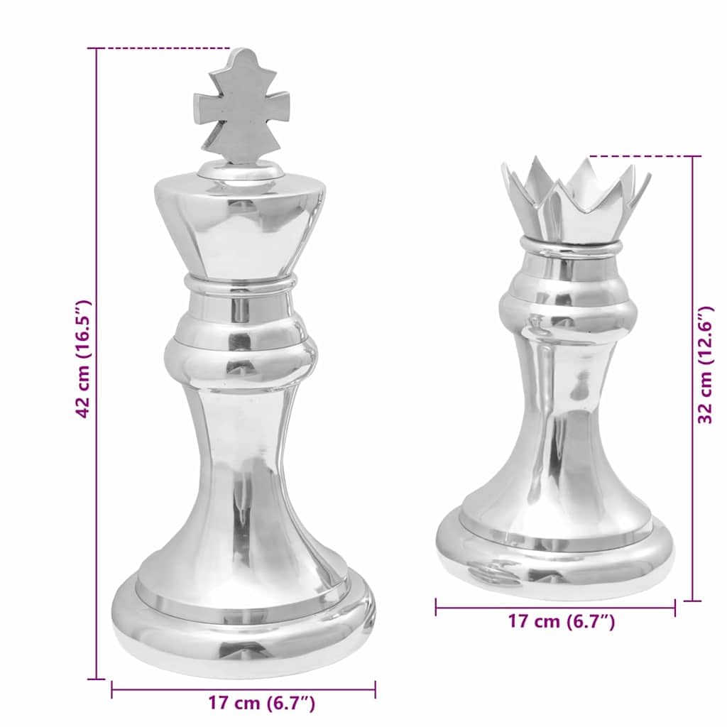 Silberne Skulptur aus Aluminium Set 2 Stück 17 x 17 x 42 cm Hochglanz für Wohnzimmer Regal Kaminsims Fensterbank Eingang Geschenk Erinnerung