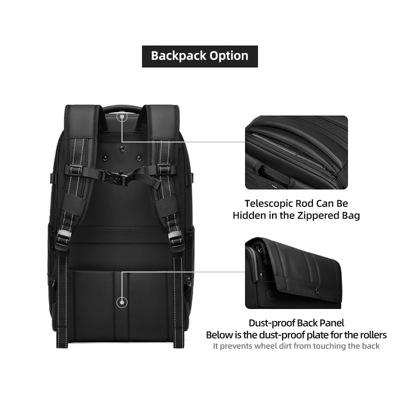 Fiordcase Vacuum Rolling Backpack with Vacuum System, Built-in Pump and Charging Port, Carry On Luggage with Vacuum Seal Bag, Wheels, Travel Suitcase with Vacuum Compression Bag for 17" Laptop4