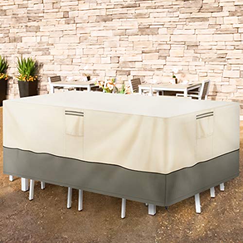 Sekkvy Outdoor Patio Furniture Cover, Rectangular Heavy Duty Waterproof Anti-Uv Snowproof All Weather Protection Tear-Resistant Oxford (88"X 57"X 23") #TOP5