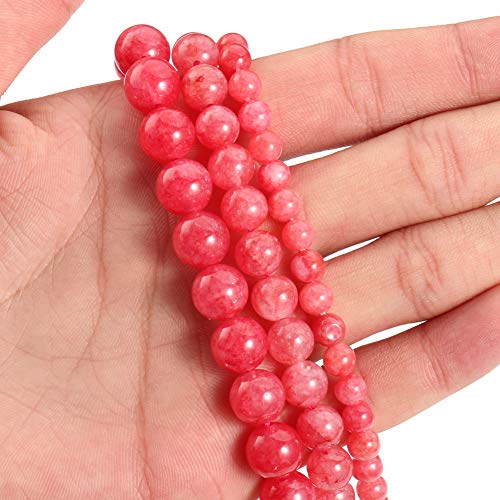 Polised Pink Red Chalcedony Gemstone 6Mm Round Loose Beads Natural Stone Beads For Jewelry Making #TOP3
