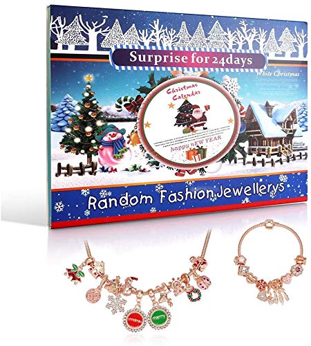 Advent Calendar,2020 Christmas Countdown Calendar,Advent Calendar Bracelet & Necklace,Christmas Calendar,DIY 24 Days Christmas Fashion Jewelry Set Countdown Calendar for Kids Teens Girls Women