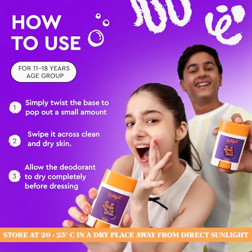 Image of YPlayZ Slide & Glide Deo Stick for Kids & Teens 11+ Yr | Underarm Roll On Deodorant Stick | Combo Pack of 2 | Talk to the Palm & Summer Vacation | 8+ Hr Sweat & Odor Free Day | Aluminum & Baking Soda Free | 20g Each