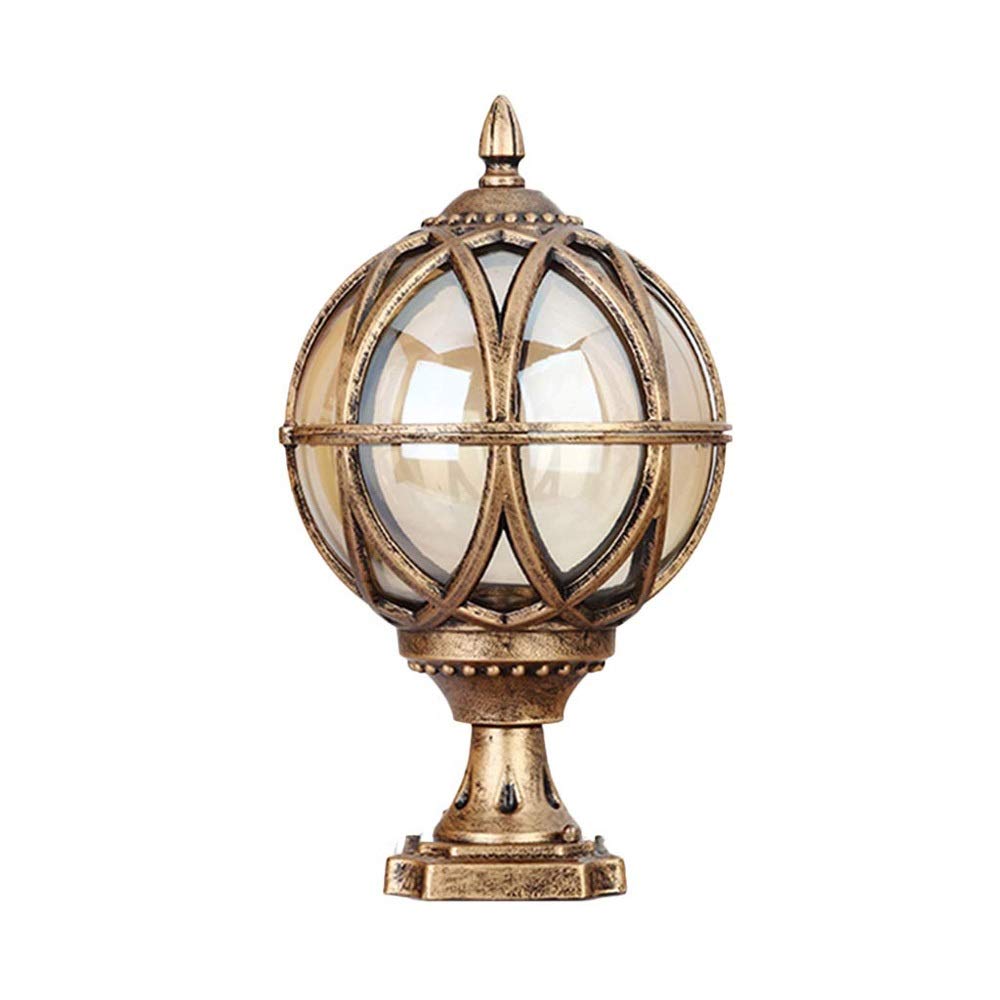 GTHTUHFD Creative Villa Courtyard Garden Ball Lamp Outdoor Waterproof Ball Column Light Backyard Post Lights Walkway Path Lights Patio Pillar Light Lawn Post Light Decoration,Brass