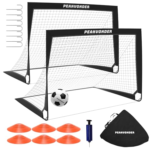 PEAKVONDER Fussballtore für Garten Kinder Pop-Up 2er Set-Fußballtor...