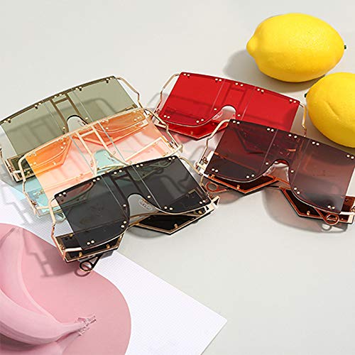 Image of COTIA /Fashion Square Sunglasses Women New Oversized Mirror Men Shades Glasses Luxury Brand Metal Rivet Fashion Female Eyewear