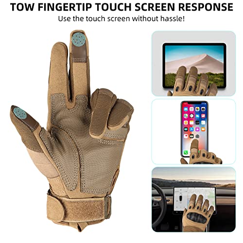 Tfroco Outdoor Gloves For Men, Wear-Resistant Touch Screen Full Finger Gloves For Cycling, Motorcycle Hunting Hiking Riding Climbing Gloves Coyote Large #TOP4
