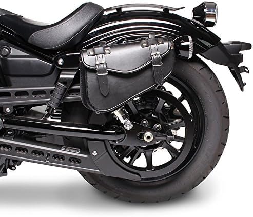 Generico Borsa Laterale Triangolare In Pelle Nera Compatibile Con Harley-Davidson Sportster 883 1200 XL, Forty-Eight – Porta Attrezzi, Documenti, Mono Laterale Sinistro, Stile Custom Biker