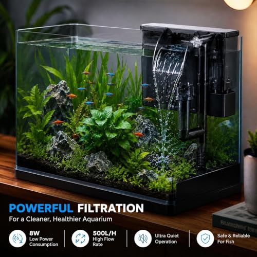 Image of Rizopets BLH-403 Hang on Filter, Aquarium Filter, 8W, 500L /H Max Output, Advanced Air Compressing System (BLH-403)