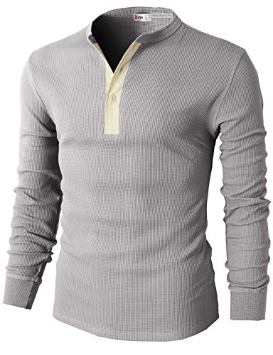H2H Mens Casual Premium Soft Cotton Long Sleeve V-Neck T-Shirts Gray US 3XL/Asia 4XL (CMTTL045)
