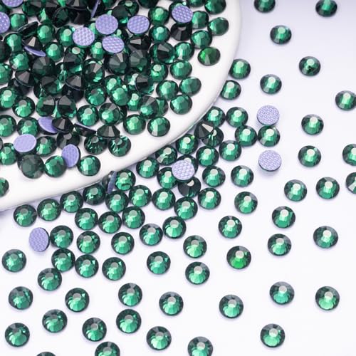 Image of Hotfix Rhinestones Bulk 3000PCS SS8 (2.3-2.5mm), Green Glass Rhinestones for Clothes, Tumblers, Shoes DIY, Heat Transfer Flatback Gems for Crafts & Decoration