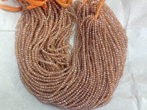 Quartz champagne facetté 3-4mm en perles rondelles pour création de bijoux
