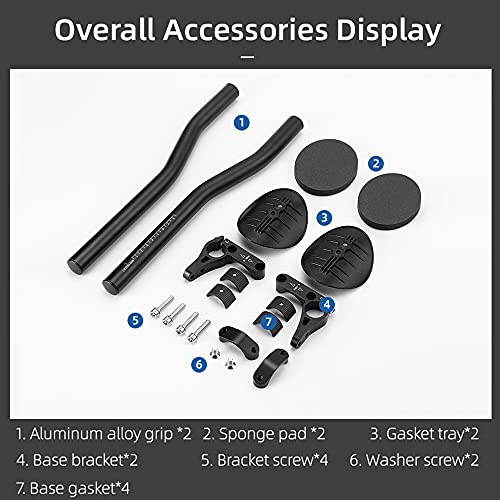 KAJIA Guiador de descanso de bicicleta Guiador de triatlo de bicicleta ajustável Ciclismo TT Barras