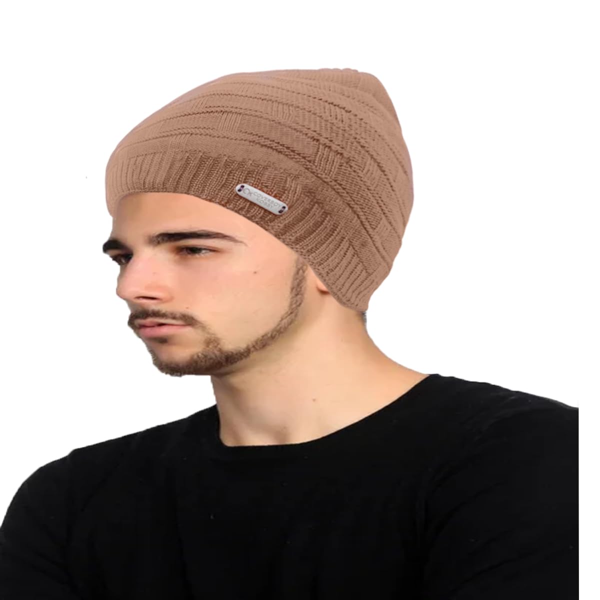 COOL INDIANSUnisex Warm and Soft Winter Woolen Skull Beanie Cap with Fur Lining, Woolen Knitted Winter Wool Caps & Hats for Men