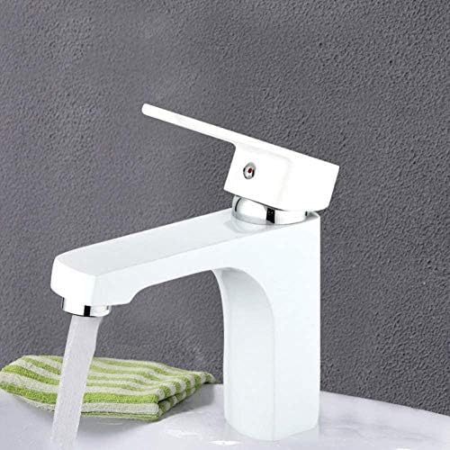 Robinet de lavabo blanc anti-calcaire en laiton mitigeur pour évier de salle de bain moderne