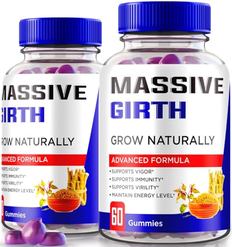 (2 Pack) Massive Girth Gummies Official Massive Girth Growth Male Gummies All Natural Supplement to Grow Naturally MassiveGirth Performance Support Gummy Massive Girth Gummies Review (120 Gummies)