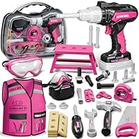 KidBloom Kids Tool Set with Toy Drill, Construction Tools with Tool Box and Vest, Toys for 3 4 Year Old Boys Gifts