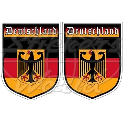 Germany Deutschland German Shield Deutsch 75mm (3") Vinyl Bumper Stickers, Decals x2