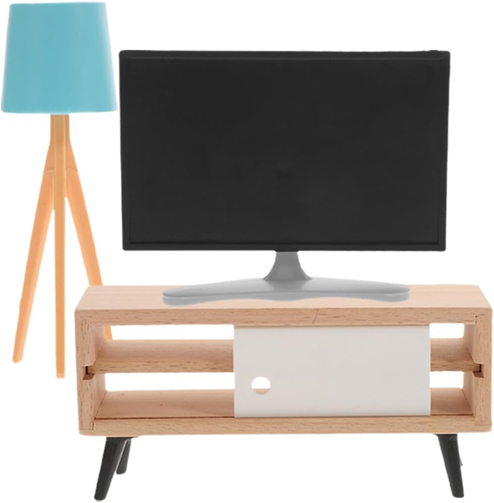 Toddmomy 1 Set Mini Doll Furniture: 1:12 Mini TV Cabinet Model Table Lamp Model For Dollhouse Furniture Set DIY Accessories