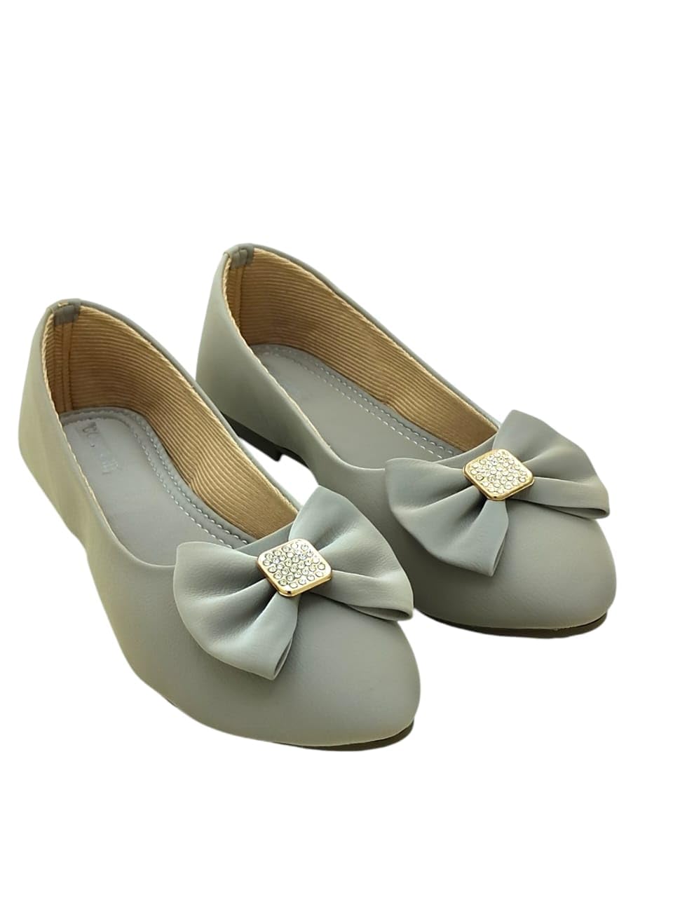 Women's Bow Belly Flat, Soft and Comfortable,(Grey & Beige)-image-10