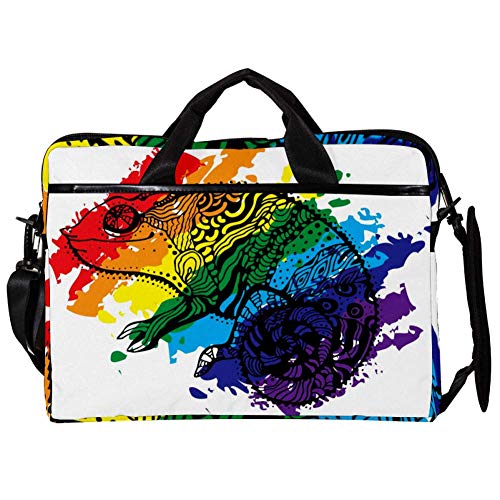 Sac bandoulière ordinateur 14" 15" au design lézard caméléon unique