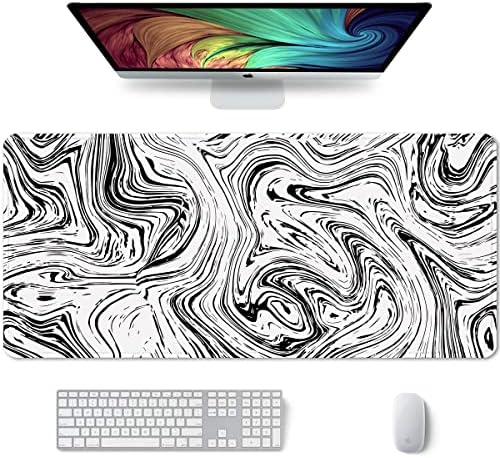 Auhoahsil Large Mouse Pad, XXL Desk Pad, Extened 35" x 15", Non-Slip Rubber Base, Stitched Edges, Superior Surface, Waterproof Keyboard Mat, Large Mousepad for Gamer, Office & Home, Abstract Line
