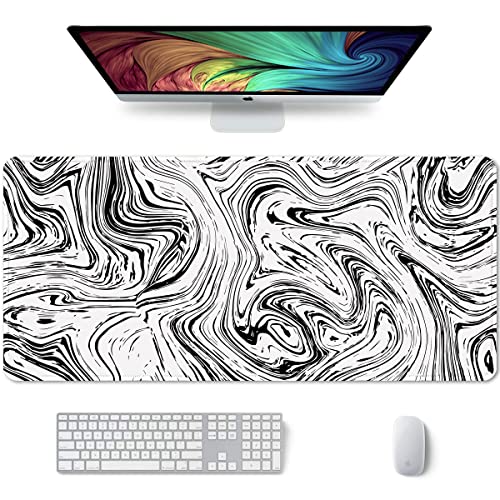 Auhoahsil Large Mouse Pad, Xxl Desk Pad, Extened 35" X 15", Non-Slip Rubber Base, Stitched Edges, Superior Surface, Waterproof Keyboard Mat, Large Mousepad For Gamer, Office & Home, Abstract Line #TOP6