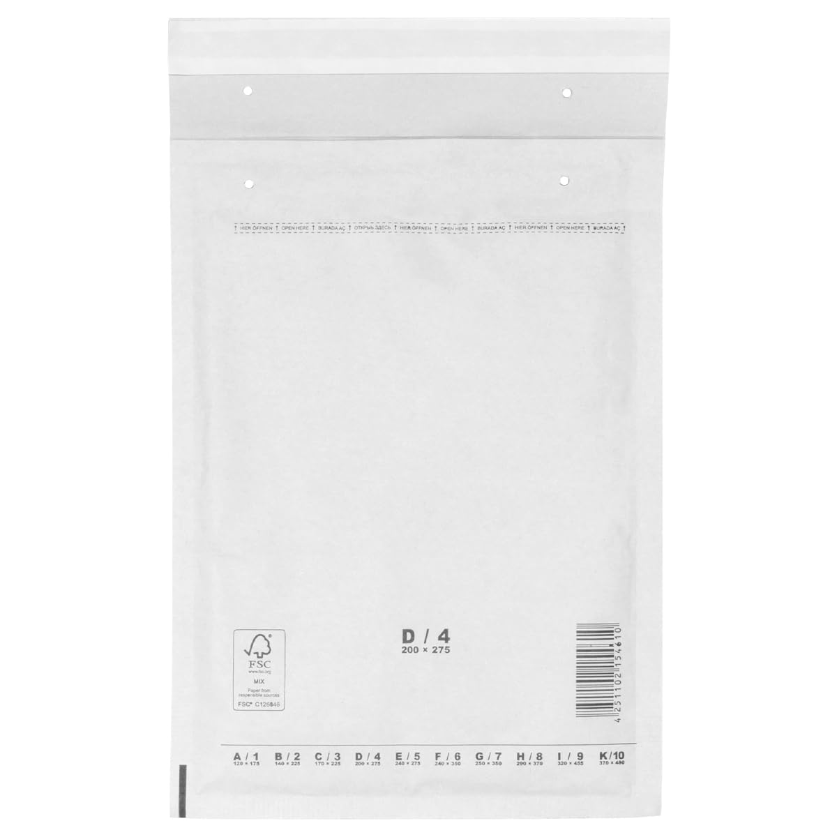 verpacking Luftpolstertaschen Versandtaschen Luftpolsterumschlag D4, Innenmaß 180 x 265 mm (Außenmaß 200 x 275 mm) Weiß Polsterumschläge selbstklebend geeignet für DIN B5 C5+ (800 Stück)