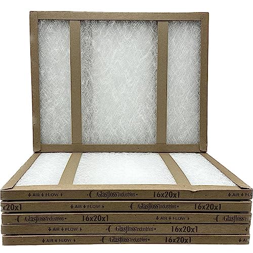 16x20x1 Glasfloss Fiberglass Air Filter, Double Strut, GDS Series, Made in USA, Actual Size: 15 5/8 x 19 5/8 x 3/4 (Box of 6)